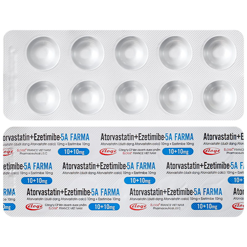 Atorvastatin+Ezetimibe 5A Farma 10+10mg phòng ngừa biến cố tim mạch (3 vỉ x 10 viên) - 8